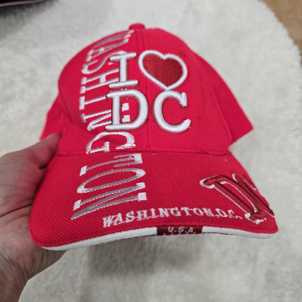 Washington DC Souvenir‎ Hat Red Baseball Cap I Love DC Old Glory Embroidered USA